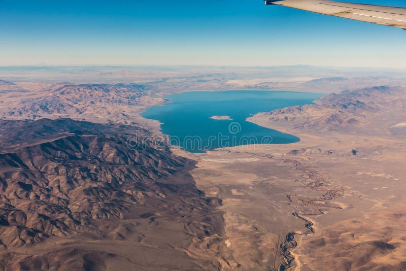 Aerial View from Plane of Pyramid Lake Over Nevada Stock Image Image