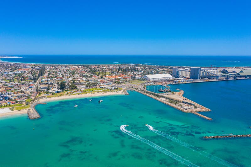 Aerial View of a Port in Geraldton, Australia Stock Photo Image of