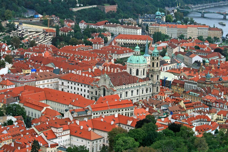 The aerial view of Prague City