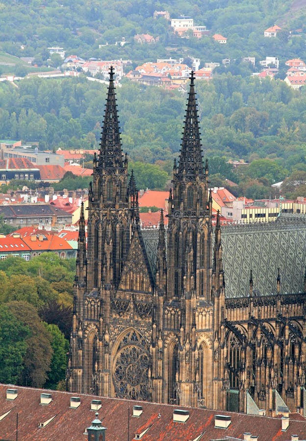 The aerial view of Prague City