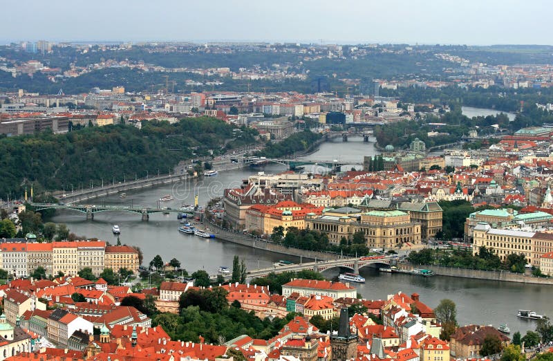 The aerial view of Prague City