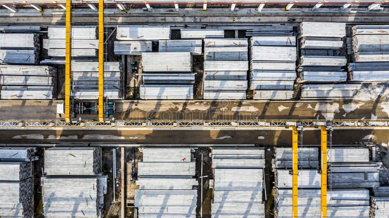 Aerial View Precast Concrete Plant, Precast Reinforced Concrete Slabs