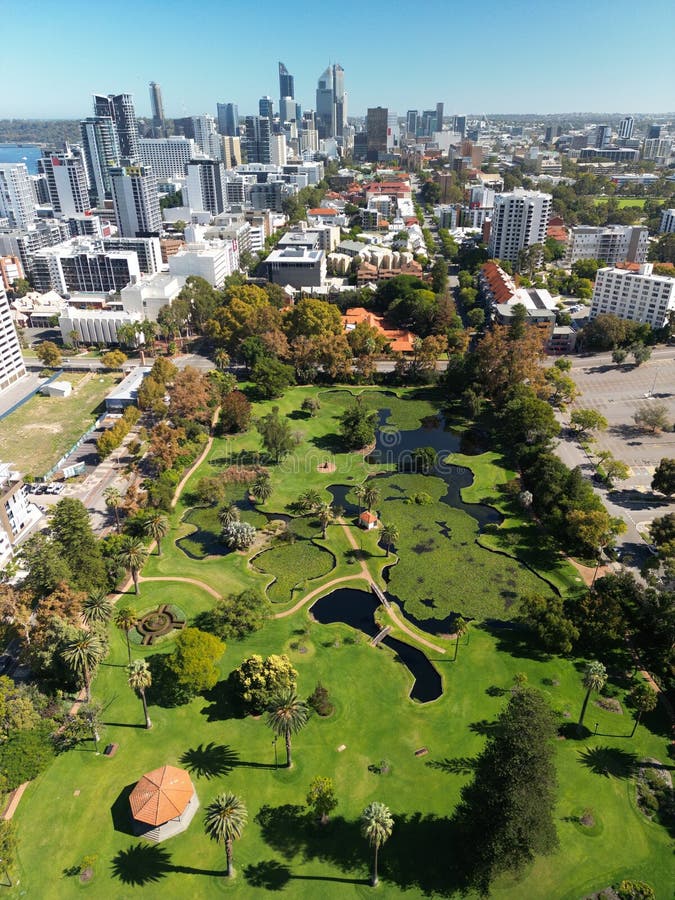 Aerial View of Queens Gardens in Perth, Western Australia. Stock Image