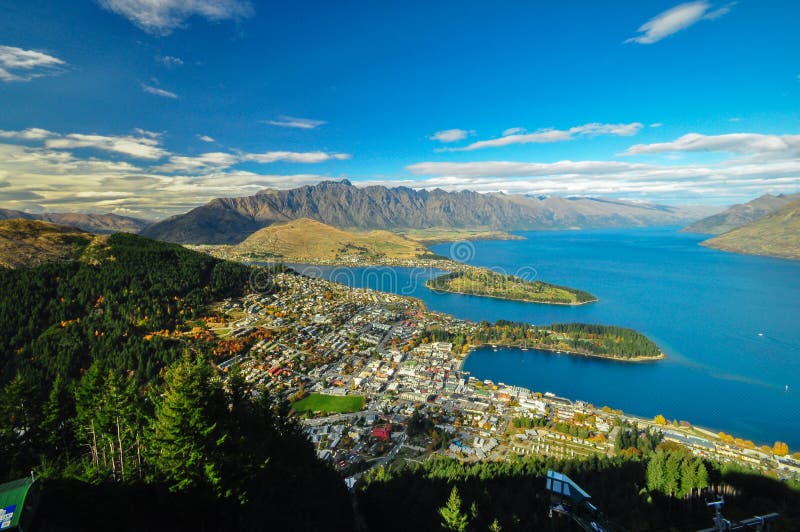 Aerial view of Queenstown, New Zealand stock images Aerial view of Queenstown, New Zealand stock images