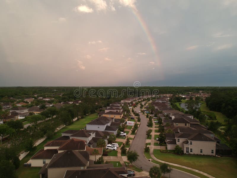 Aerial View of Rainbow in Florida Stock Photo Image of aerial, road 116838440