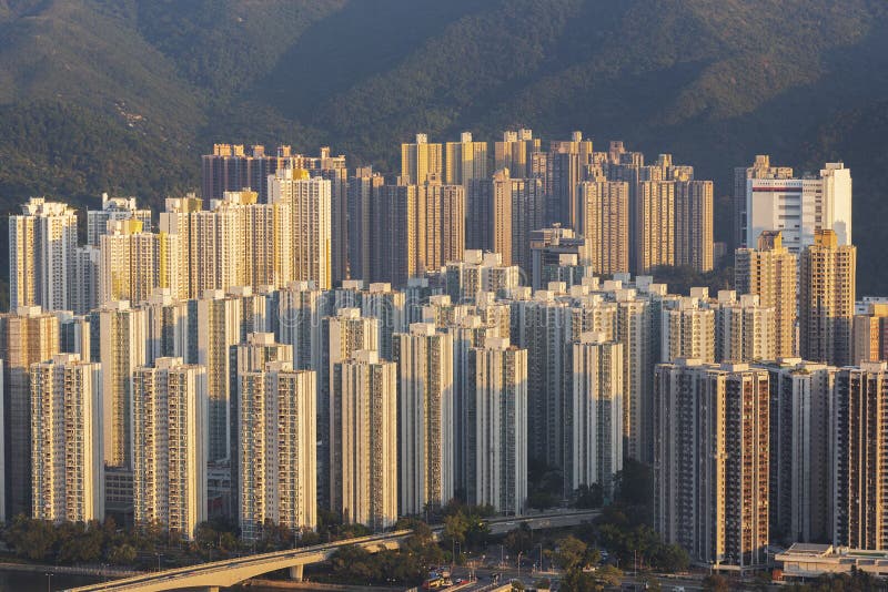High Rise Residential Building in Hong Kong City Stock Photo - Image of