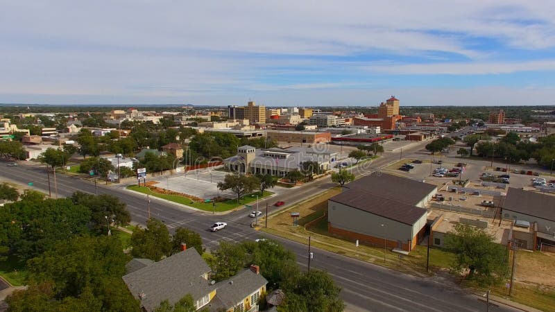 Aerial View Rising up over Downtown San Angelo in West Texas