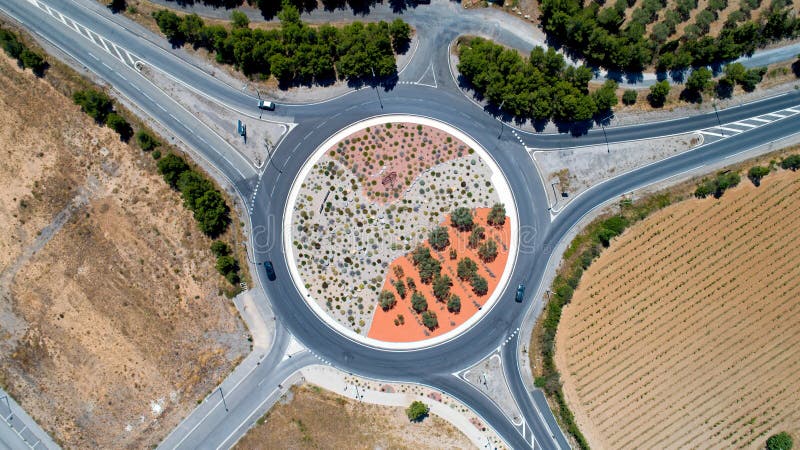 Aerial view of a roundabout in Sigean royalty free stock photos Aerial view of a roundabout in Sigean royalty free stock photos