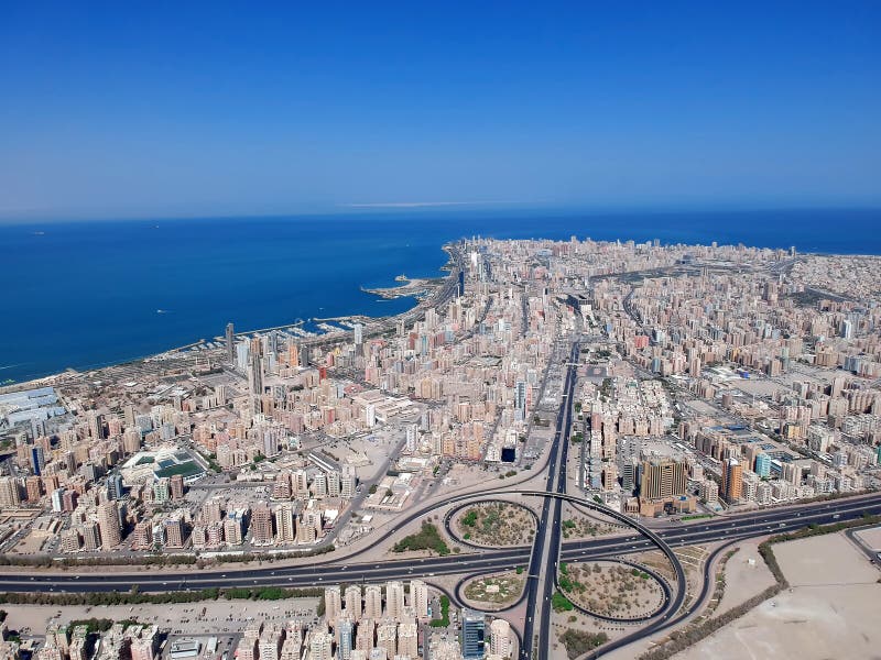 Aerial View of Salmiya Kuwait on a Beautiful Summer Day Stock Image