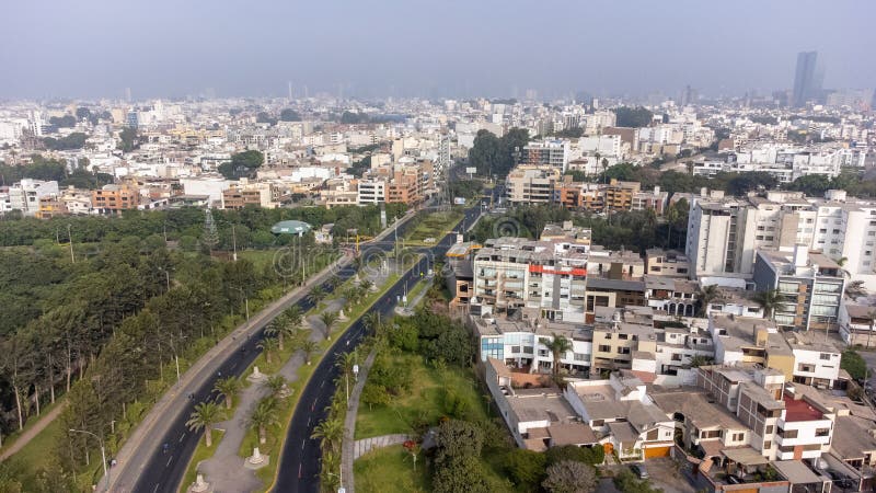 Aerial view of San Borja district in Lima royalty free stock photo