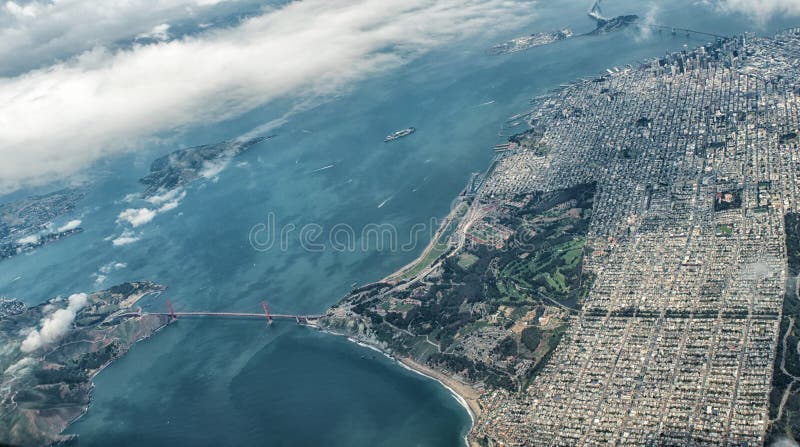 Aerial View of San Francisco and Golden Gate Bridge