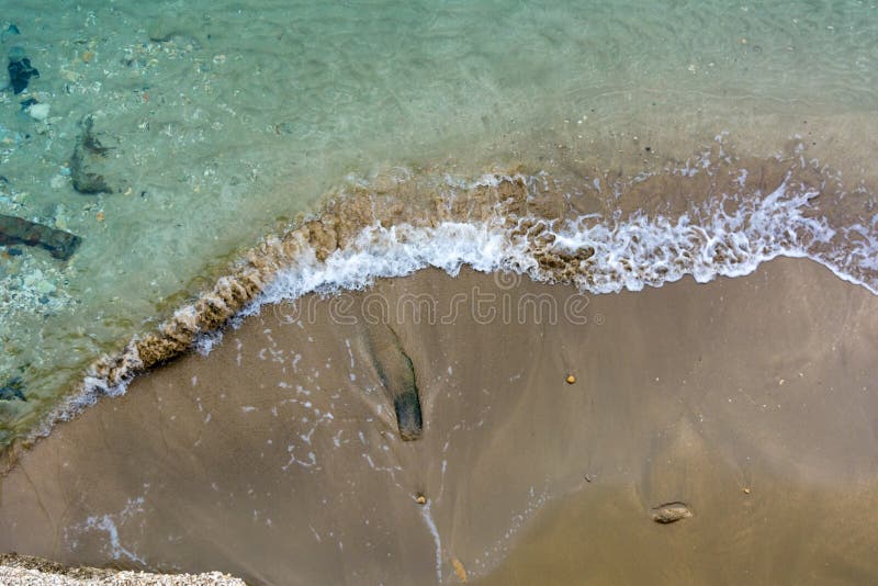 Aerial View of a Sand and the Water of The Sea royalty free stock photo