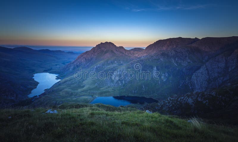 Aerial View of Scenic Valley at Sunset, North Wales in UK royalty free stock image Aerial View of Scenic Valley at Sunset, North Wales in UK royalty free stock image