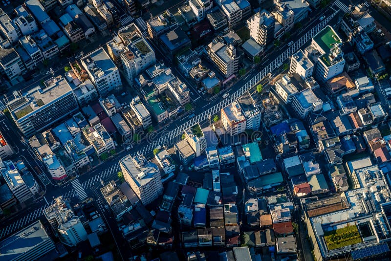 Aerial view of Shimomachi of Tokyo Sumida-ku. Shooting Location:Sumida Ward, Tokyo