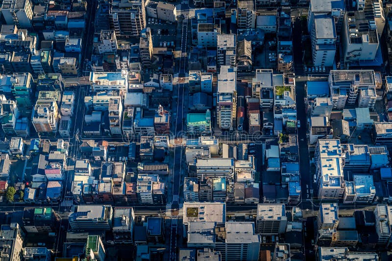 Aerial view of Shimomachi of Tokyo Sumida-ku. Shooting Location:Sumida Ward, Tokyo