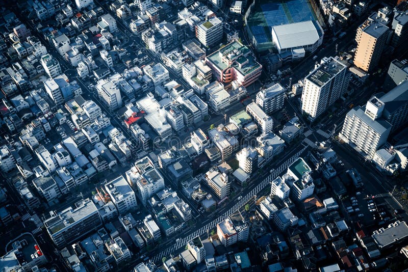 Aerial view of Shimomachi of Tokyo Sumida-ku. Shooting Location:Sumida Ward, Tokyo