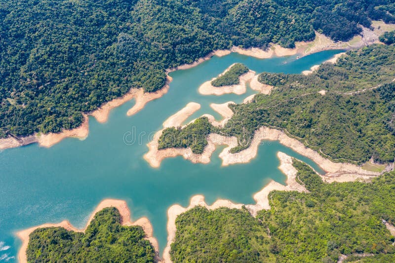 Aerial view of Shing Mun Reservoir