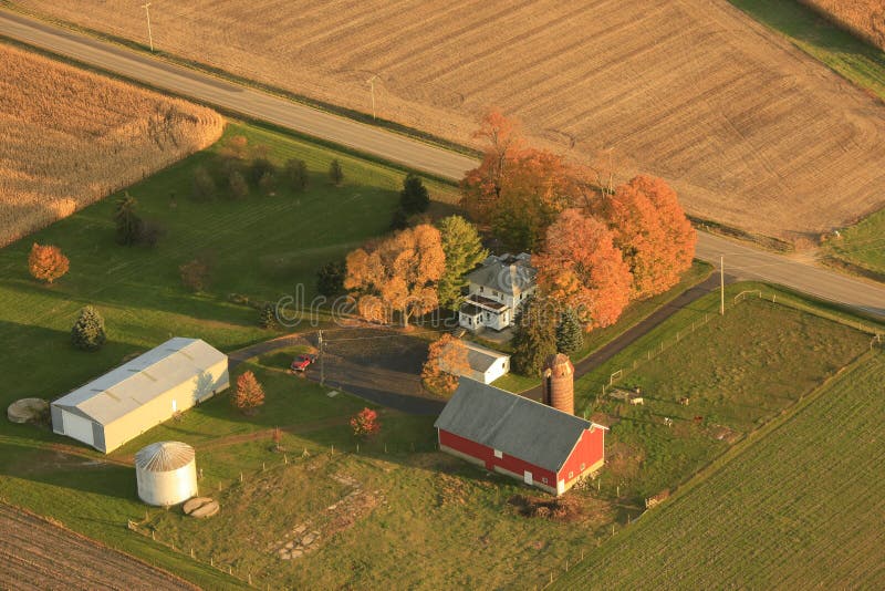 Aerial view of small farm stock photo. Image of small 16944832
