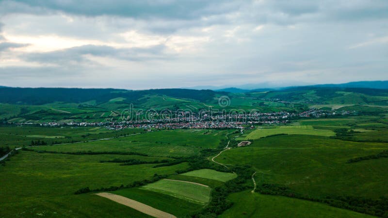 Aerial view of a small village in Slovakia, in the Tatra Mountains