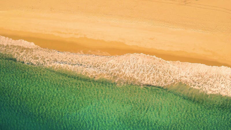 Aerial View Small Waves on Sandy Beach