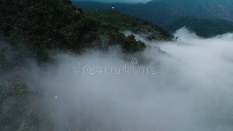 Aerial View of Snowy Mountain Road stock footage