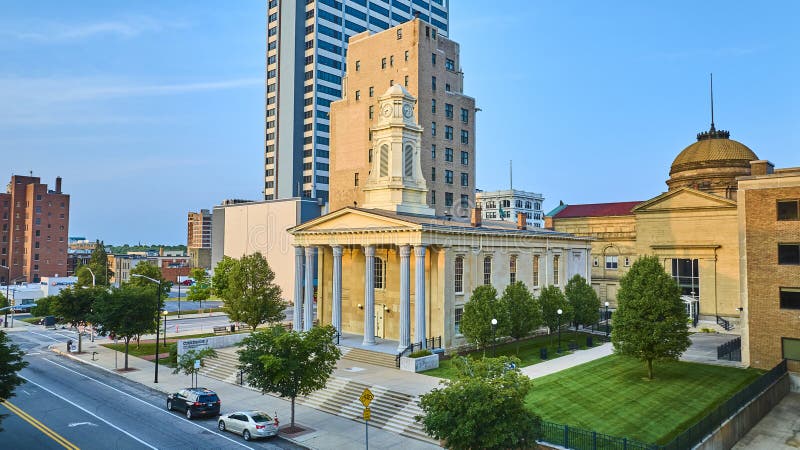 Aerial View of South Bend Courthouse and Downtown Architecture Stock Aerial View of South Bend Courthouse and Downtown Architecture Stock