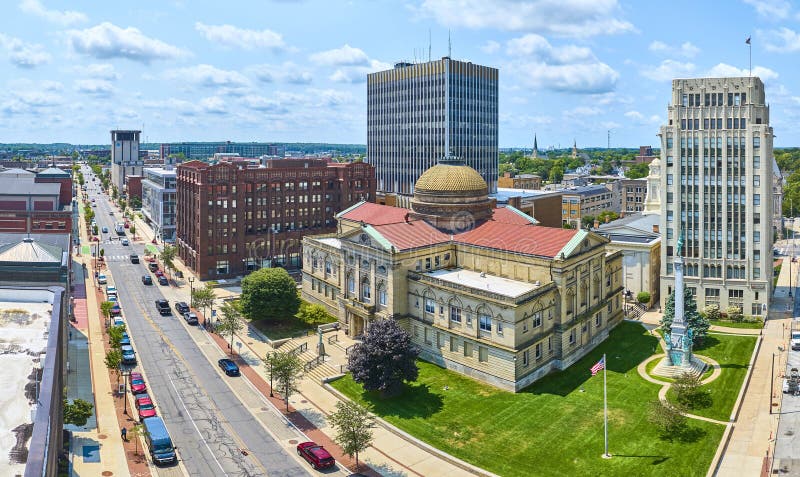 Aerial View of South Bend Courthouse and Downtown Cityscape Stock Image Aerial View of South Bend Courthouse and Downtown Cityscape Stock Image