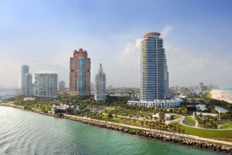 Aerial View of South Miami Beach stock photo