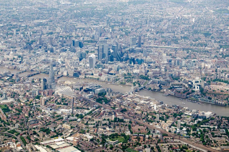 Aerial view of Southwark and the City of London