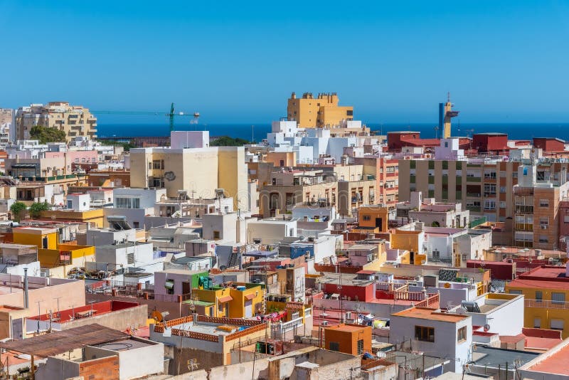 Aerial View of Spanish Town Almeria Stock Photo - Image of colorful ...