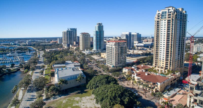 Aerial view of St Petersburg skyline, Florida