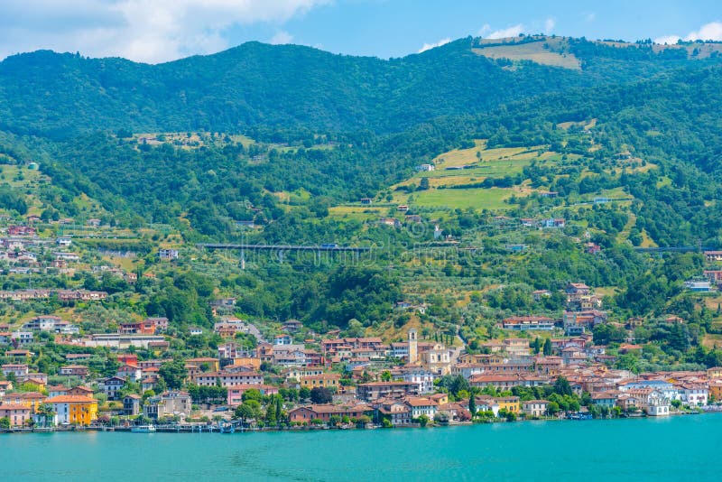 Aerial View of Sulzano from Monte Isola in Italy Stock Image Image of