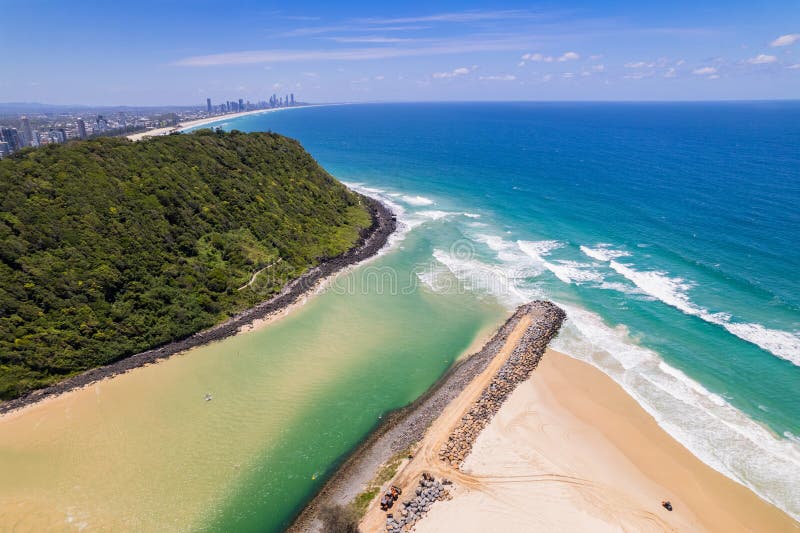 Aerial View of Tallebudgera Creek Stock Image Image of coast, urban