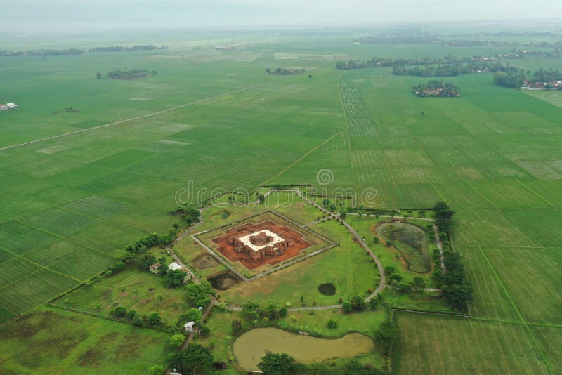 Aerial view of Batujaya temple at Karawang at regency, West Java, Indonesia