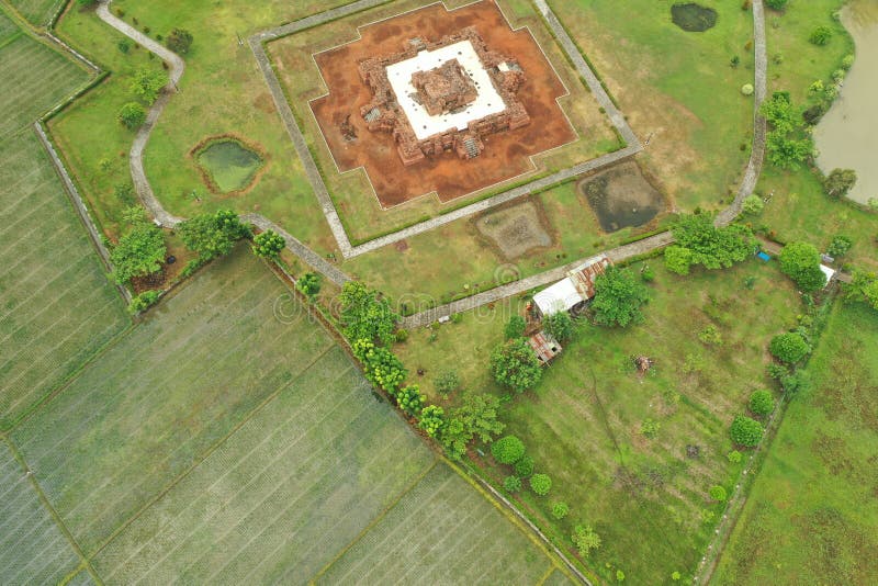 Aerial view of Batujaya temple at Karawang regency, West Java, Indonesia. Date are back to 12 AD to 12  AD, belong to the Buddha religion at Java island. Aerial view of Batujaya temple at Karawang regency, West Java, Indonesia. Date are back to 12 AD to 12  AD, belong to the Buddha religion at Java island.