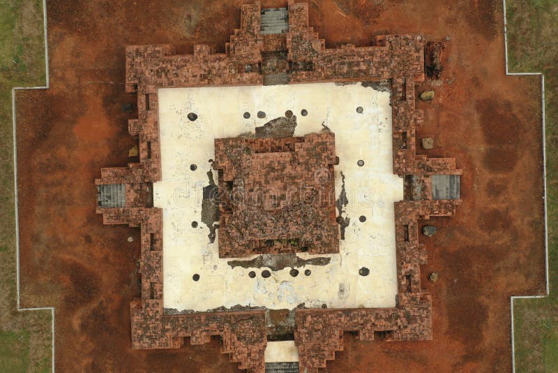 Aerial view of Batujaya temple at Karawang regency, West Java, Indonesia. Date are back to 12 AD to 12  AD, belong to the Buddha religion at Java island.