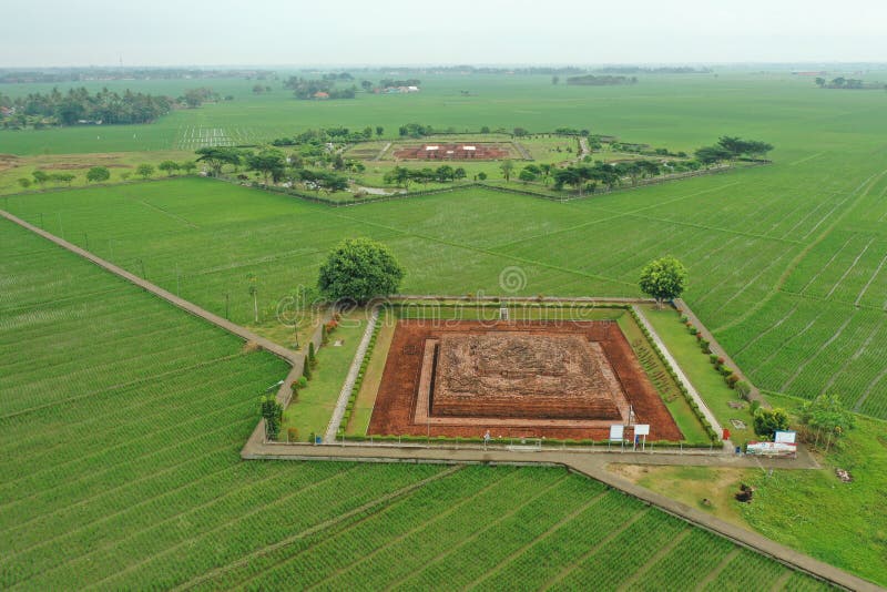 Aerial view of Batujaya temple at Karawang regency, West Java, Indonesia. Date are back to 12 AD to 12  AD, belong to the Buddha religion at Java island. Aerial view of Batujaya temple at Karawang regency, West Java, Indonesia. Date are back to 12 AD to 12  AD, belong to the Buddha religion at Java island.