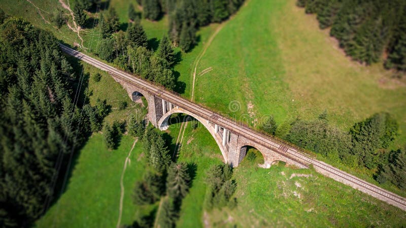 Aerial view on Telgartsky viaduct, Telgart