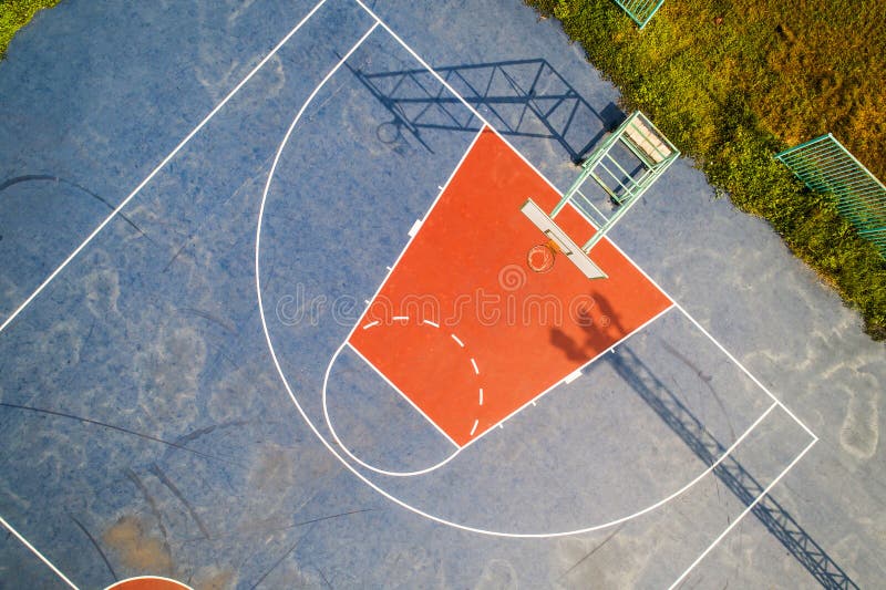 Aerial View, Top View, Bird Eye View of School College with Basketball