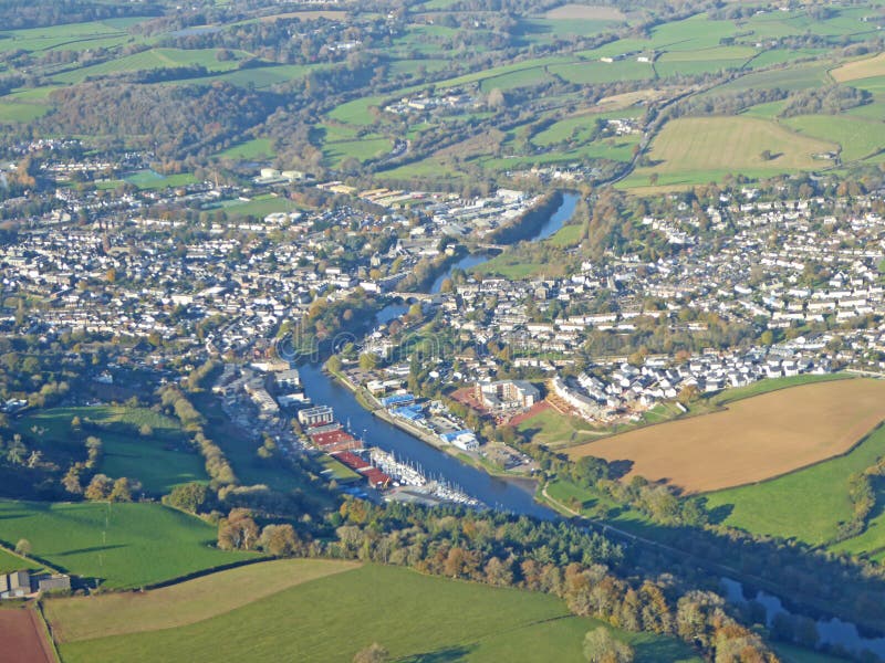 Aerial View of the River Dart in Devon Stock Image Image of