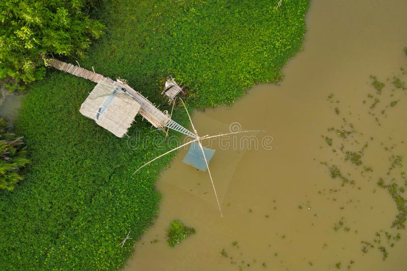 Aerial View of Traditional Fishnet Stock Photo - Image of phatthalung ...