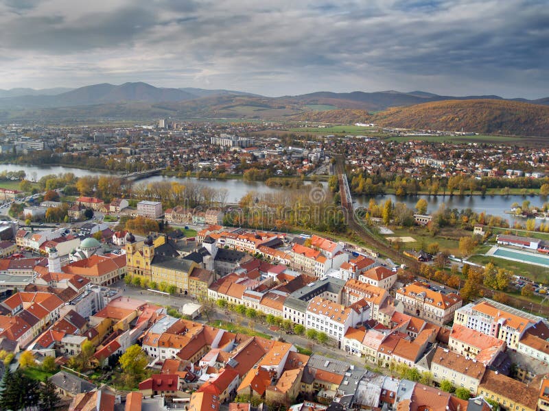 Letecký pohľad na Trenčín, Slovensko