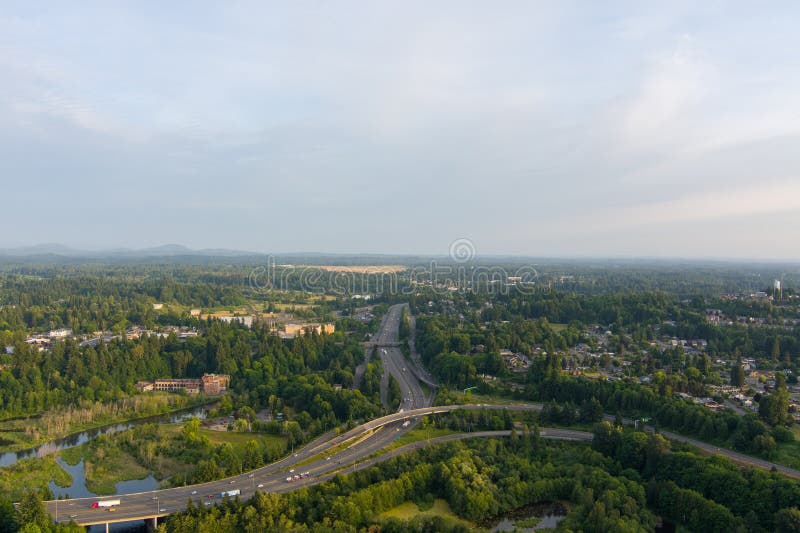 Aerial View of Tumwater at Sunset in June 2023 Stock Image Image of
