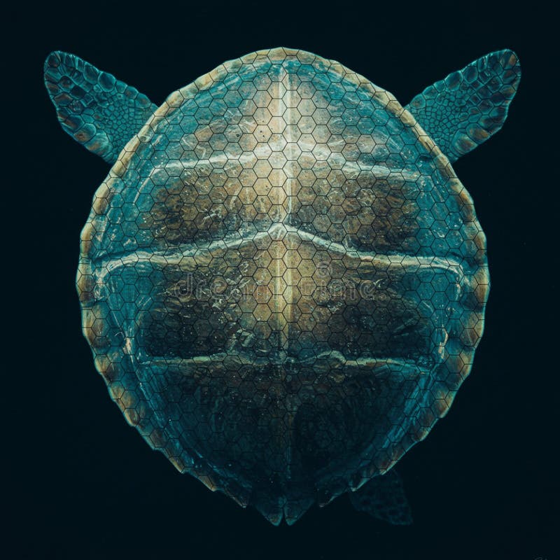 An aerial view of a turtle shell resembling a hexagonal geometric pattern. The shell royalty free illustration