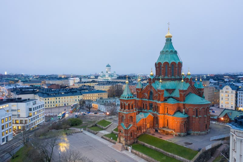 Aerial view of Uspenski Cathedral, Helsinki Finland. Tours in Helsinki. The European Union
