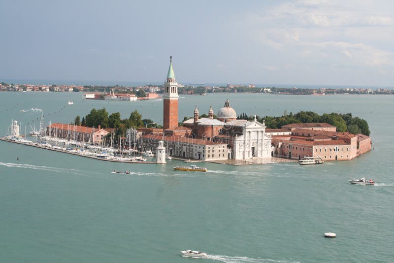 An aerial view of Venice