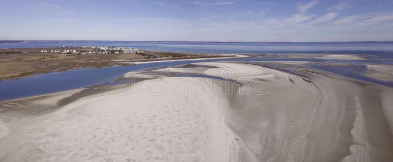 Aerial view of virtually uninhabited beach along the Atlantic coast in South Carolina