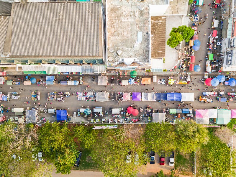 Aerial view of walking street market