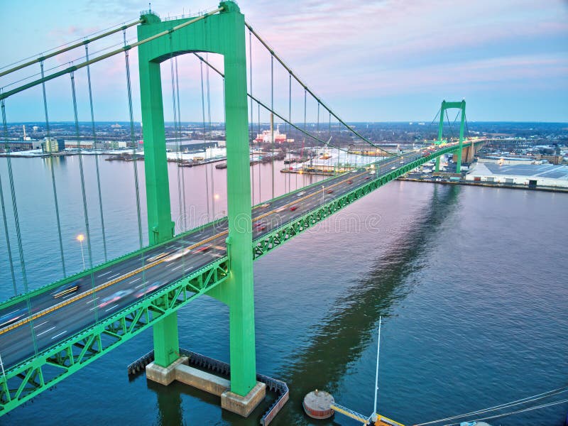 Aerial View of the Walt Whitman Bridge Philadelphia Stock Photo Image