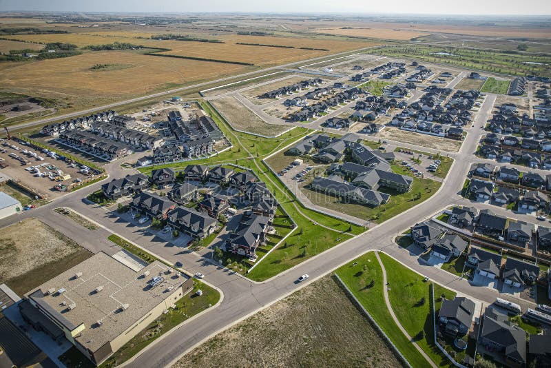 Aerial View of Warman in Central Saskatchewan, Canada Stock Photo